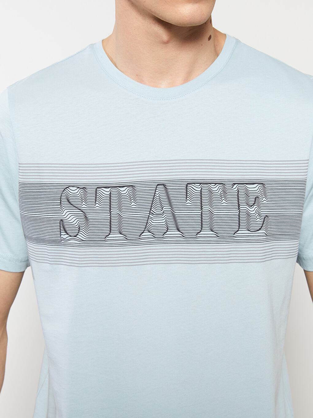 تيشيرت رجالي ياقة دائرية كم قصير مطبوع قطن ممشط-3