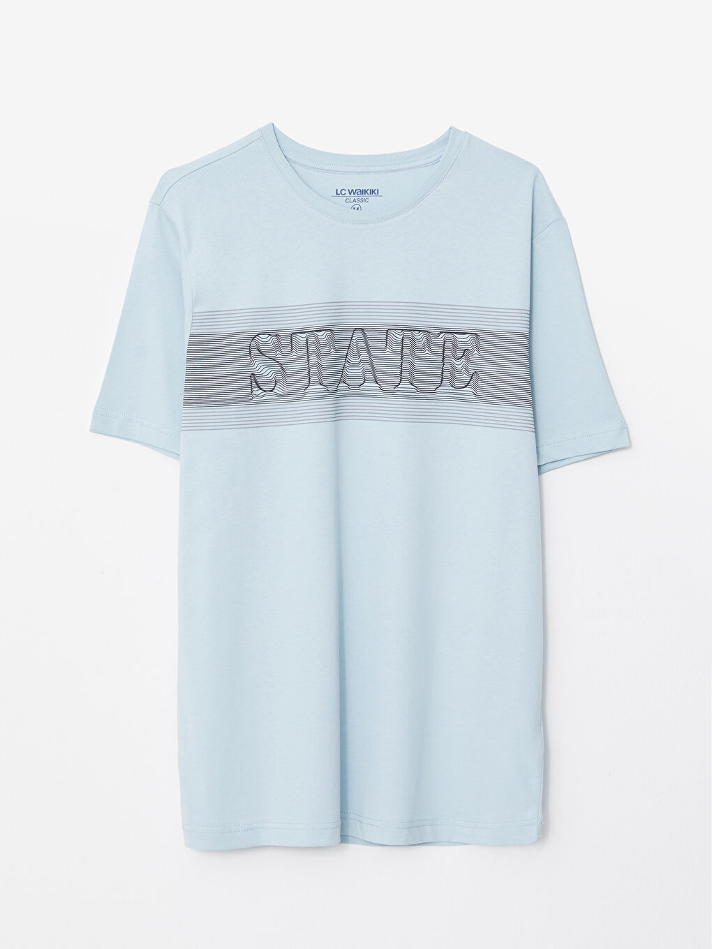 تيشيرت رجالي ياقة دائرية كم قصير مطبوع قطن ممشط-5