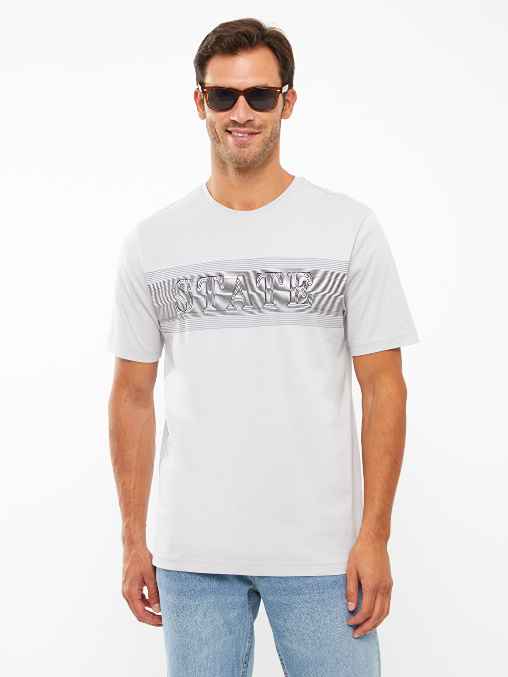 Crew Neck Short Sleeve Printed Combed Cotton Men's T-shirt-2