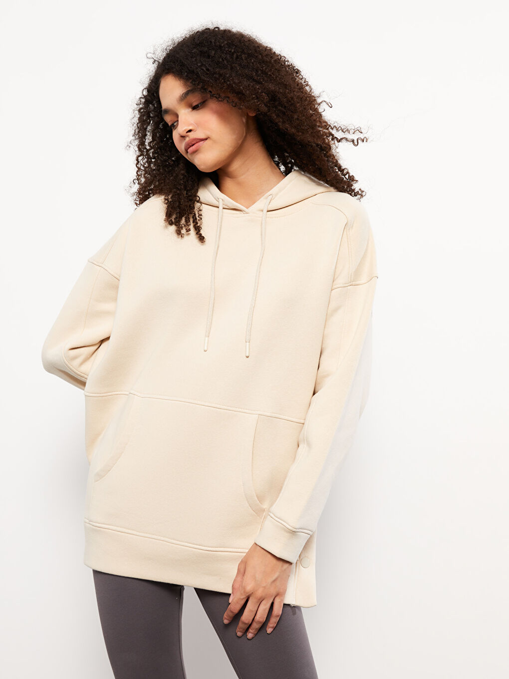 Hooded Plain Women's Thick Sweatshirt-2