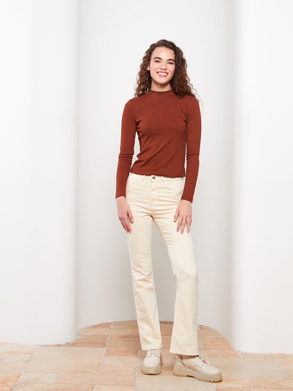 Slim Fit Plain Twill Women's Trousers