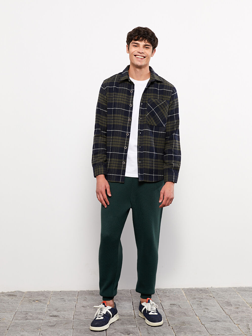 XSIDE Regular Fit Long Sleeve Plaid Men's Flannel Shirt Jacket -W2EN01Z8-LMU