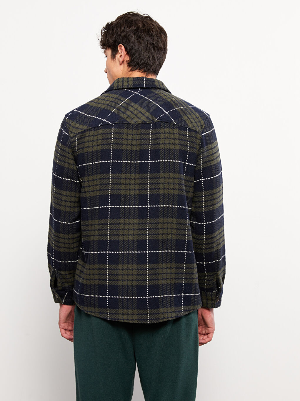 XSIDE Regular Fit Long Sleeve Plaid Men's Flannel Shirt Jacket -W2EN01Z8-LMU