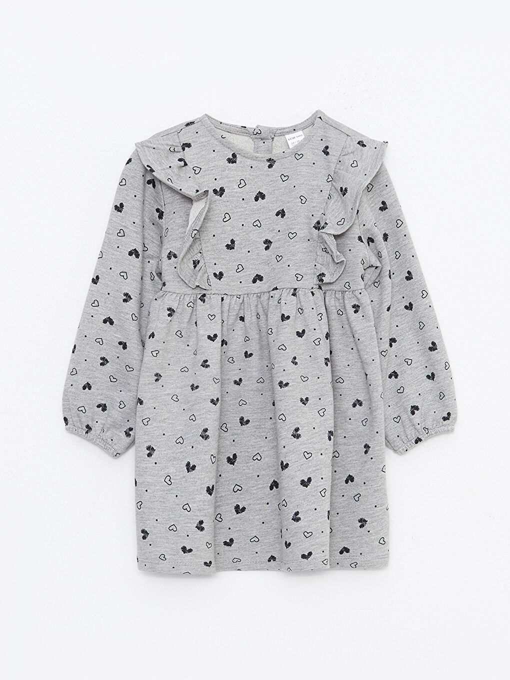 LCW baby Crew Neck Long Sleeve Printed Baby Girls' Dress -W2EN38Z1-LRW