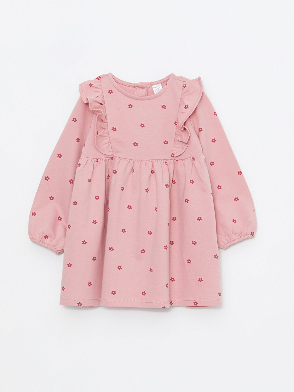 Crew Neck Long Sleeve Printed Baby Girls' Dress