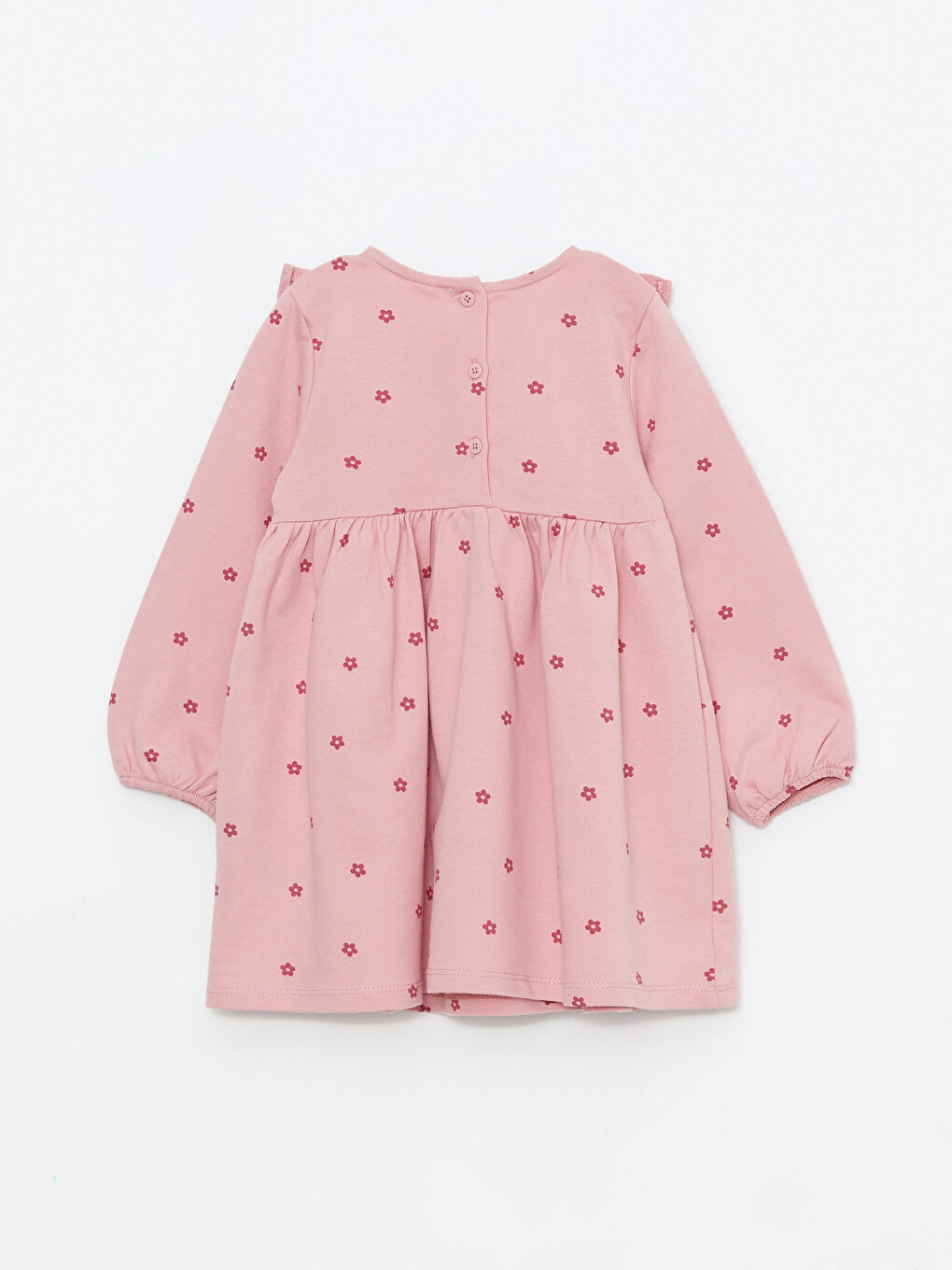 Crew Neck Long Sleeve Printed Baby Girls' Dress-1