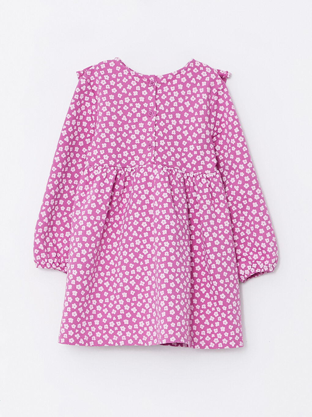 Mor Bisiklet Yaka Uzun Kollu Baskılı Kız Bebek Elbise-1