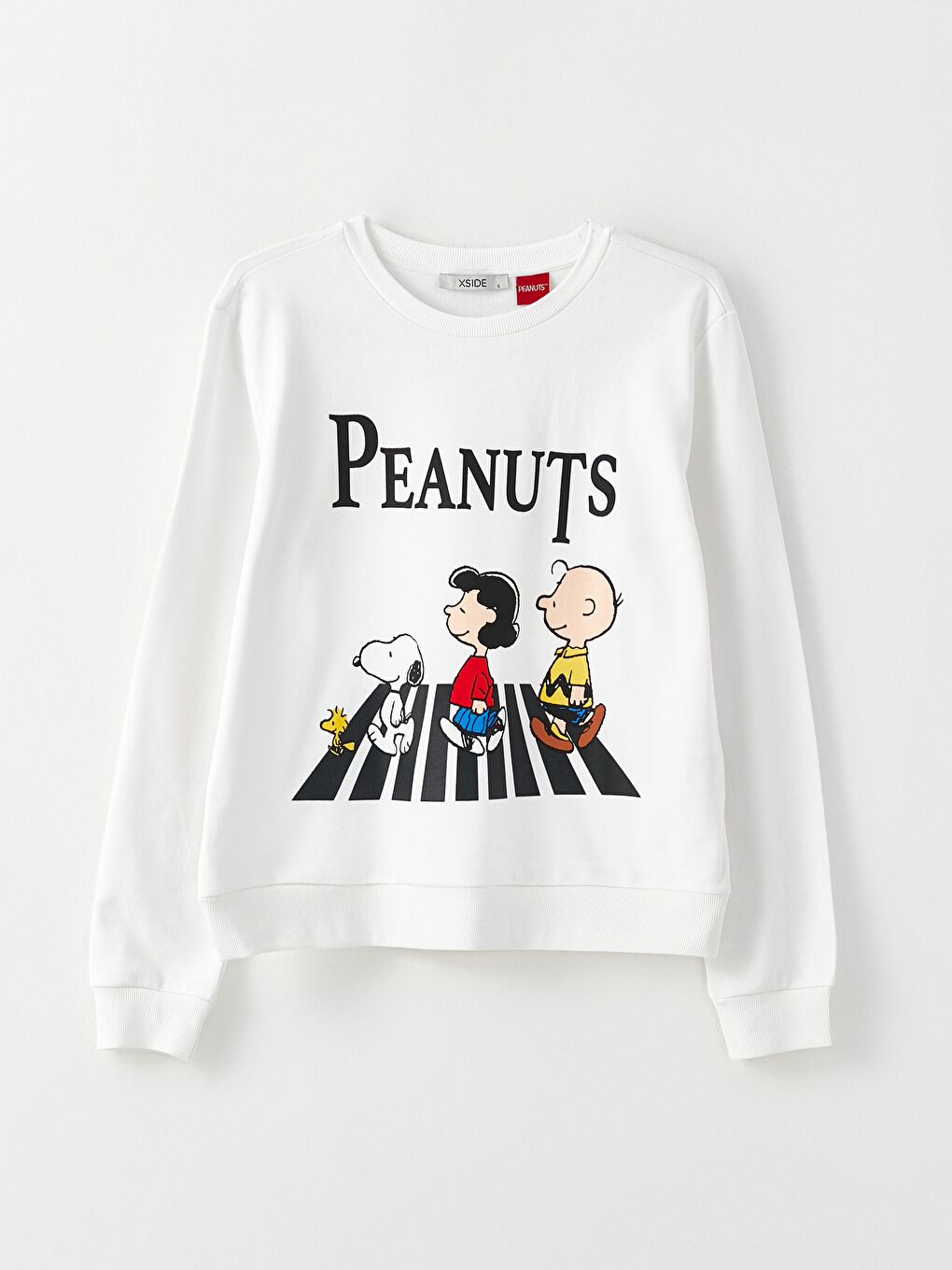 XSIDE Ekru Bisiklet Yaka Snoopy Baskılı Uzun Kollu Kadın Sweatshirt - 4