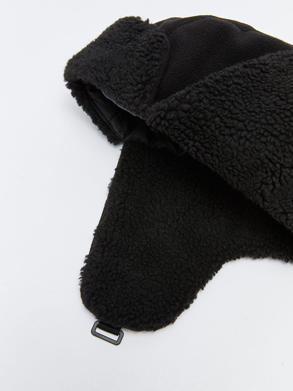 Siyah Düz Polar Erkek Kar Şapkası-2