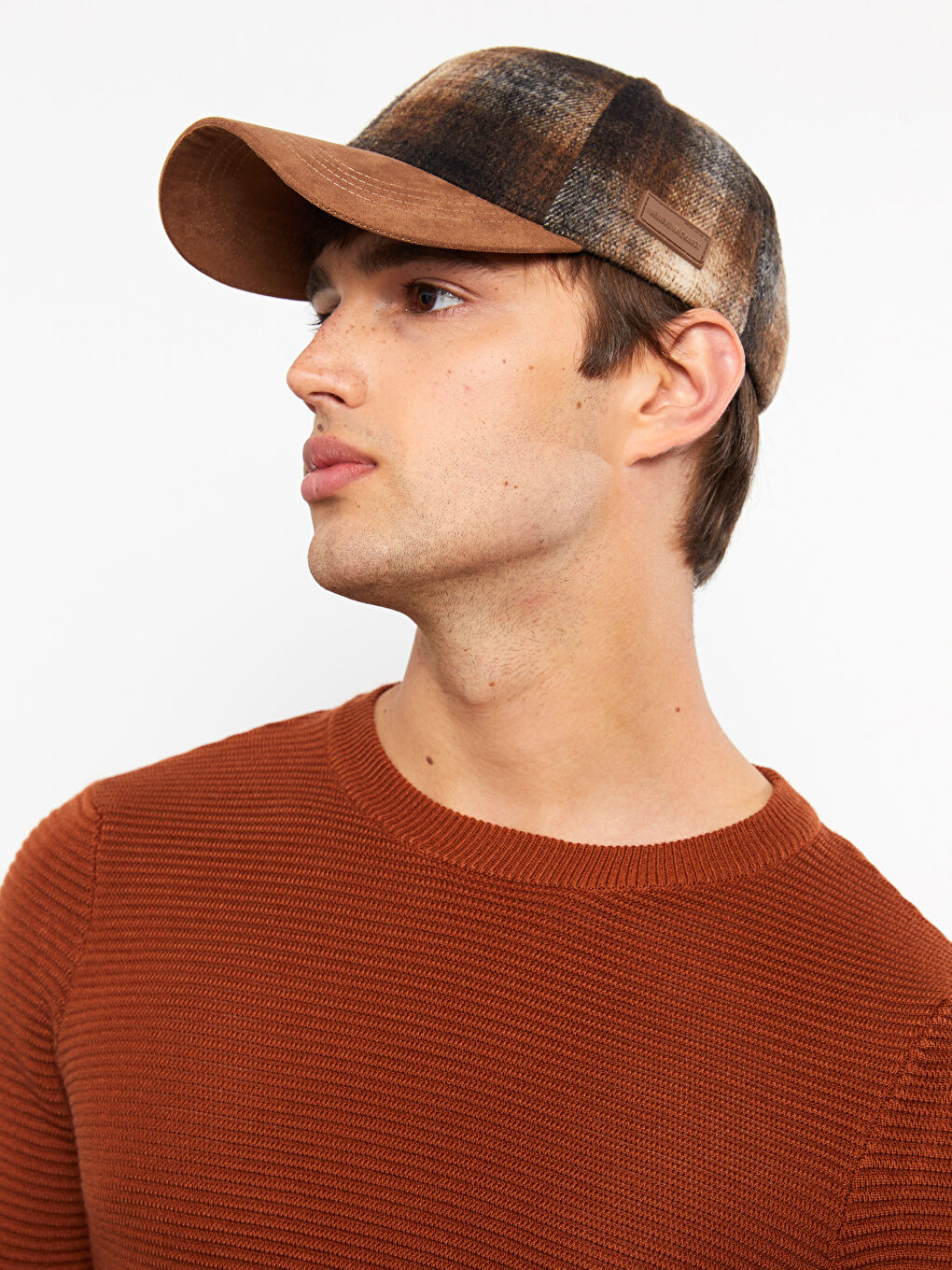 Kahverengi Renk Bloklu Erkek Kep Şapka