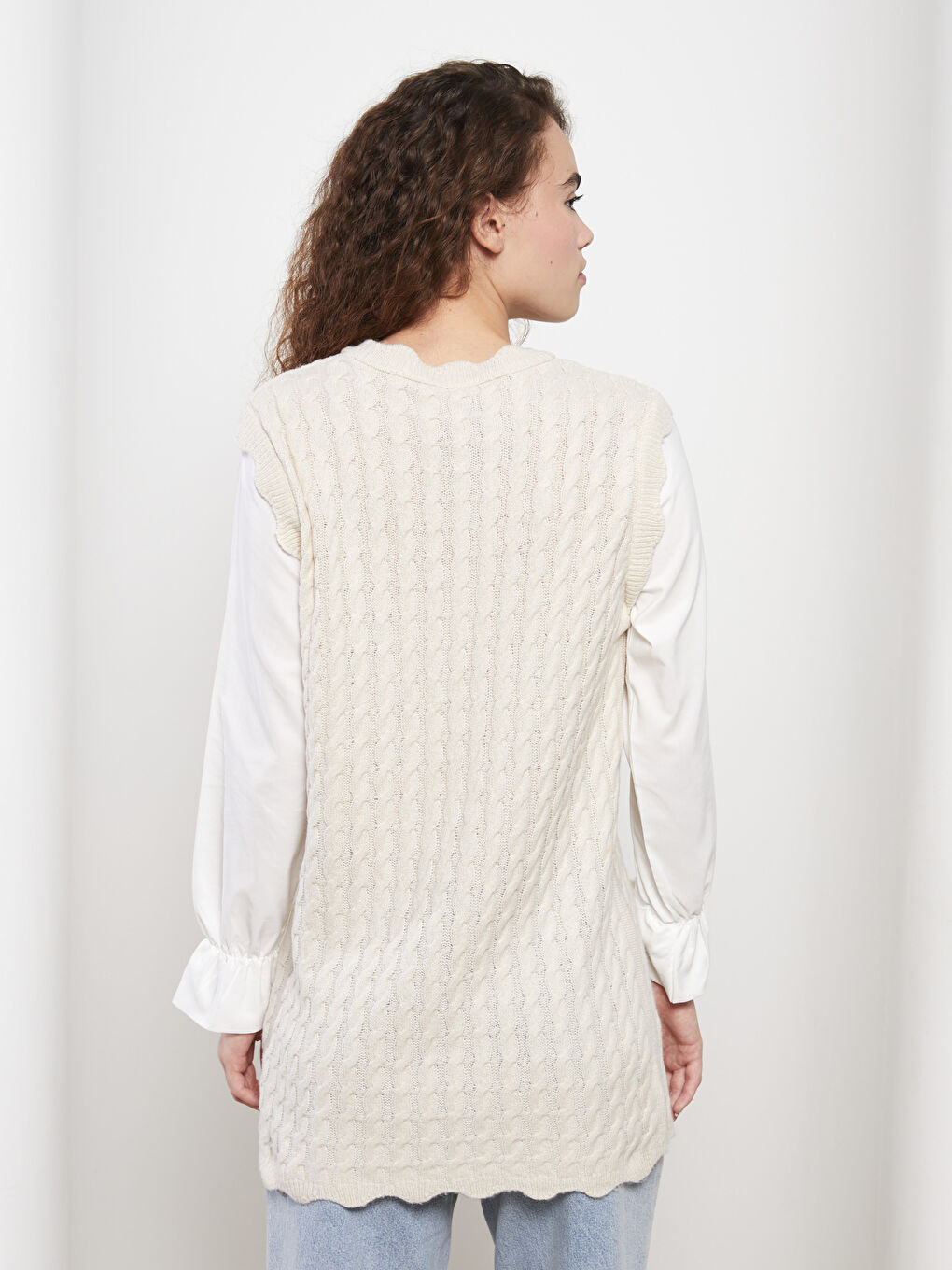 LC Waikiki High Collar Self Patterned Long Sleeve Women's Tunic -W2EN81Z8-TB6