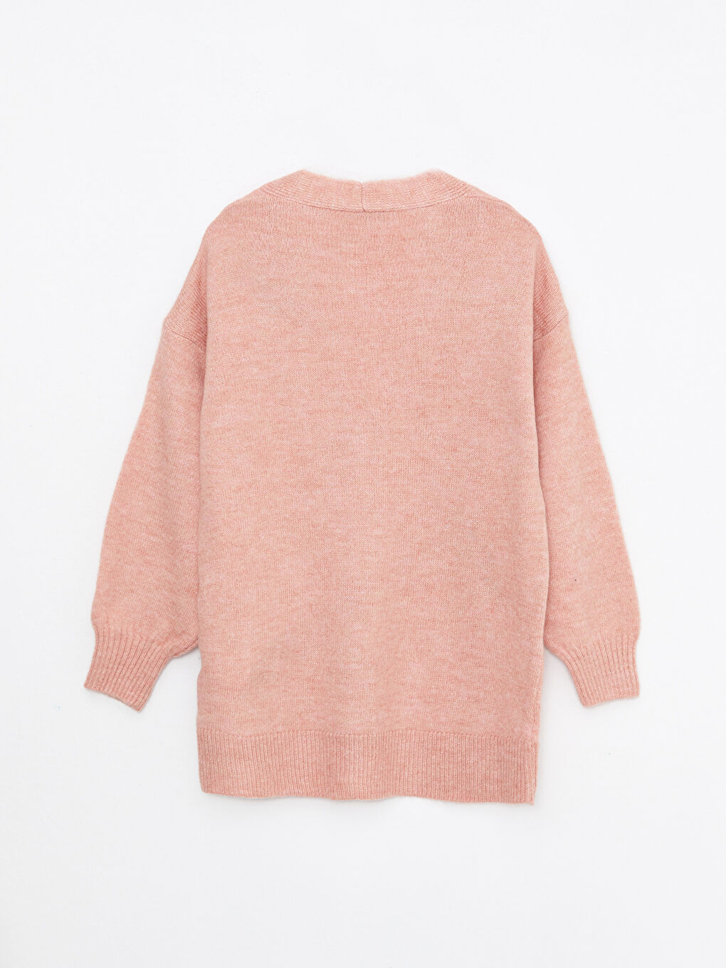 Pembe V Yaka İnci Detaylı Uzun Kollu Kadın Triko Hırka-6