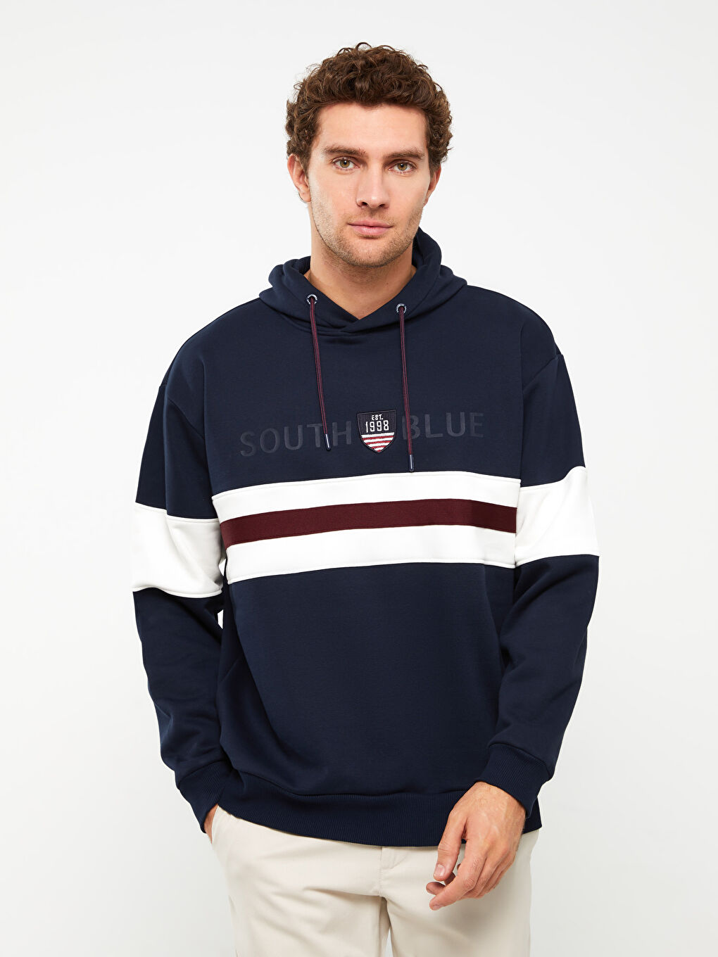 SOUTHBLUE Lacivert Uzun Kollu Baskılı Erkek Hoodie