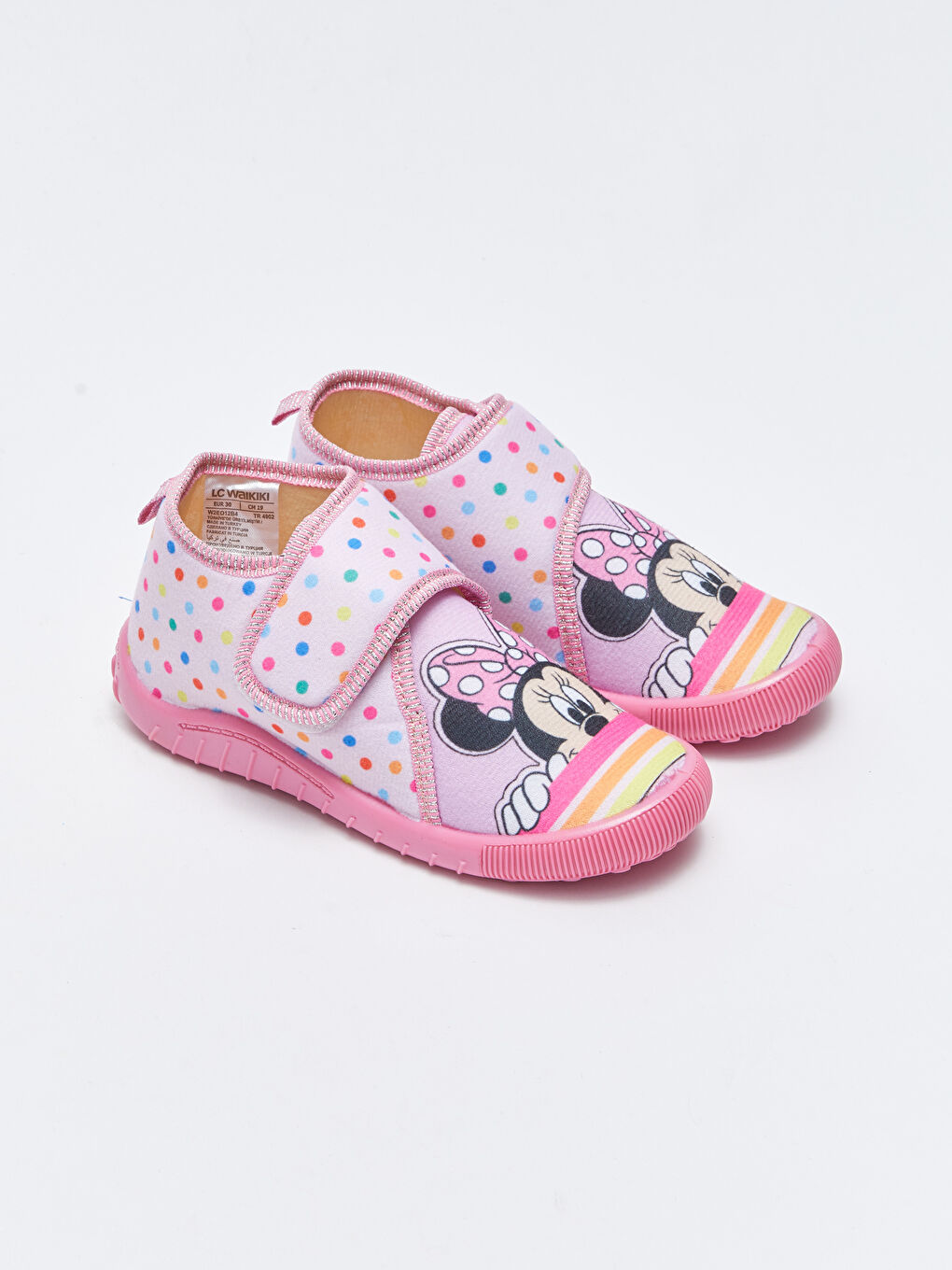 Pembe Minnie Mouse Lisanslı Cırt Cırt Kız Çocuk Panduf