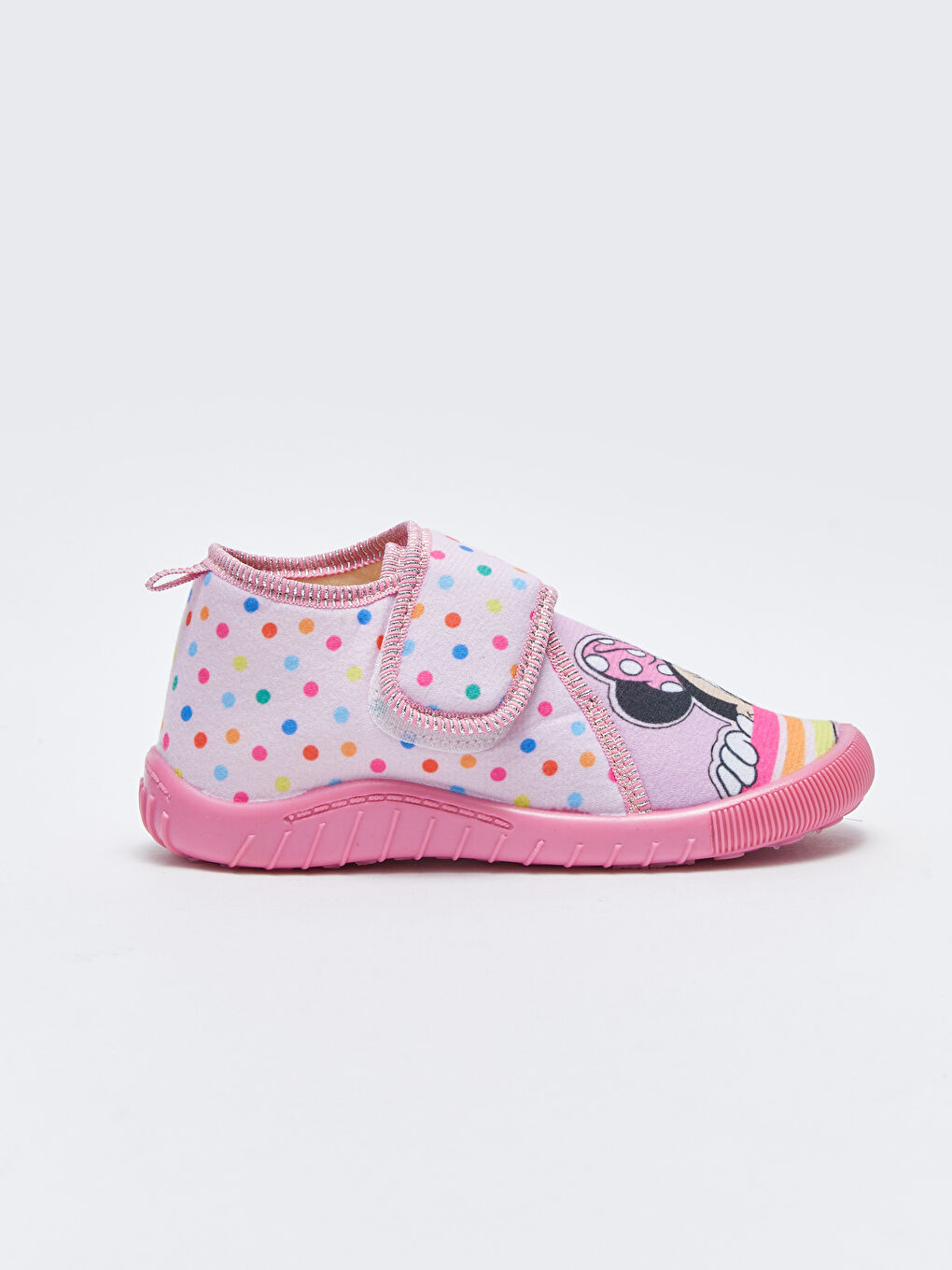 Pembe Minnie Mouse Lisanslı Cırt Cırt Kız Çocuk Panduf-1