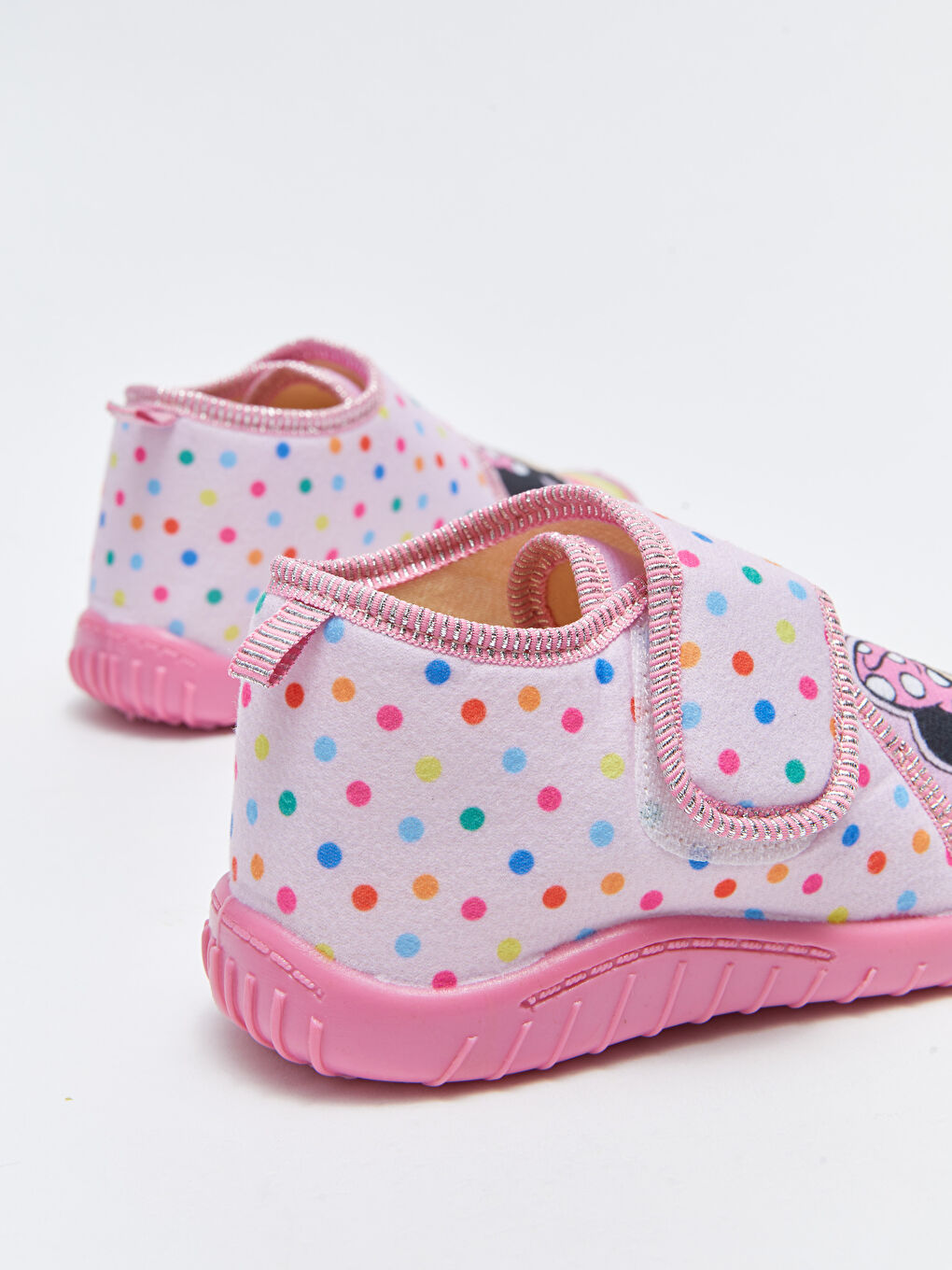 Pembe Minnie Mouse Lisanslı Cırt Cırt Kız Çocuk Panduf-4