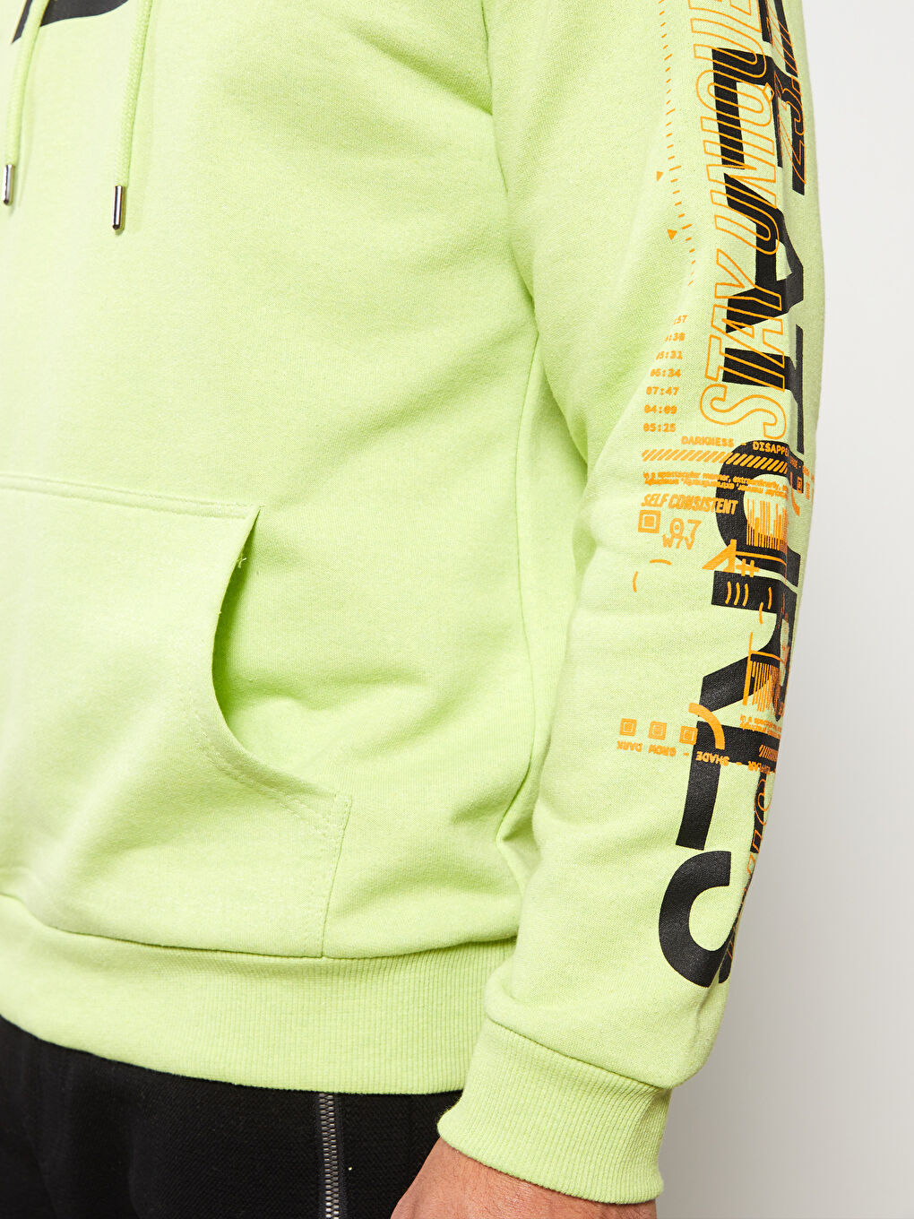 Yeşil Uzun Kollu Baskılı Erkek Hoodie-3