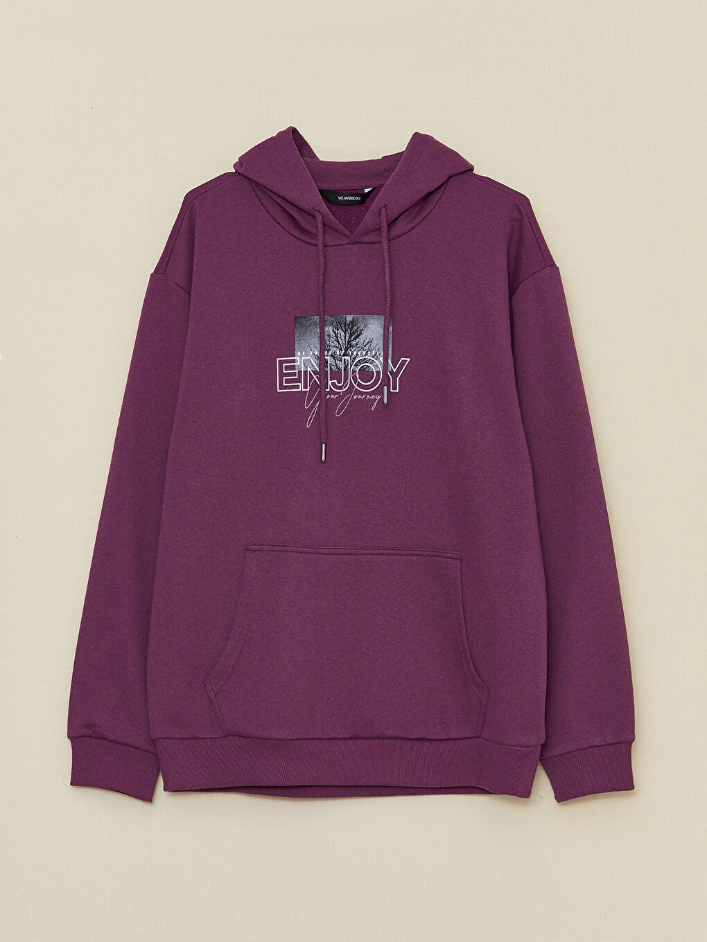 Bordo Uzun Kollu Erkek Hoodie-5