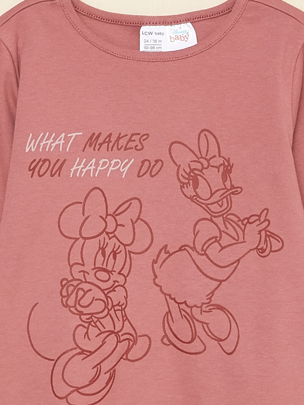 Пижамный комплект для малышек девочек с круглым вырезом, длинным рукавом и принтом Минни Маус-3