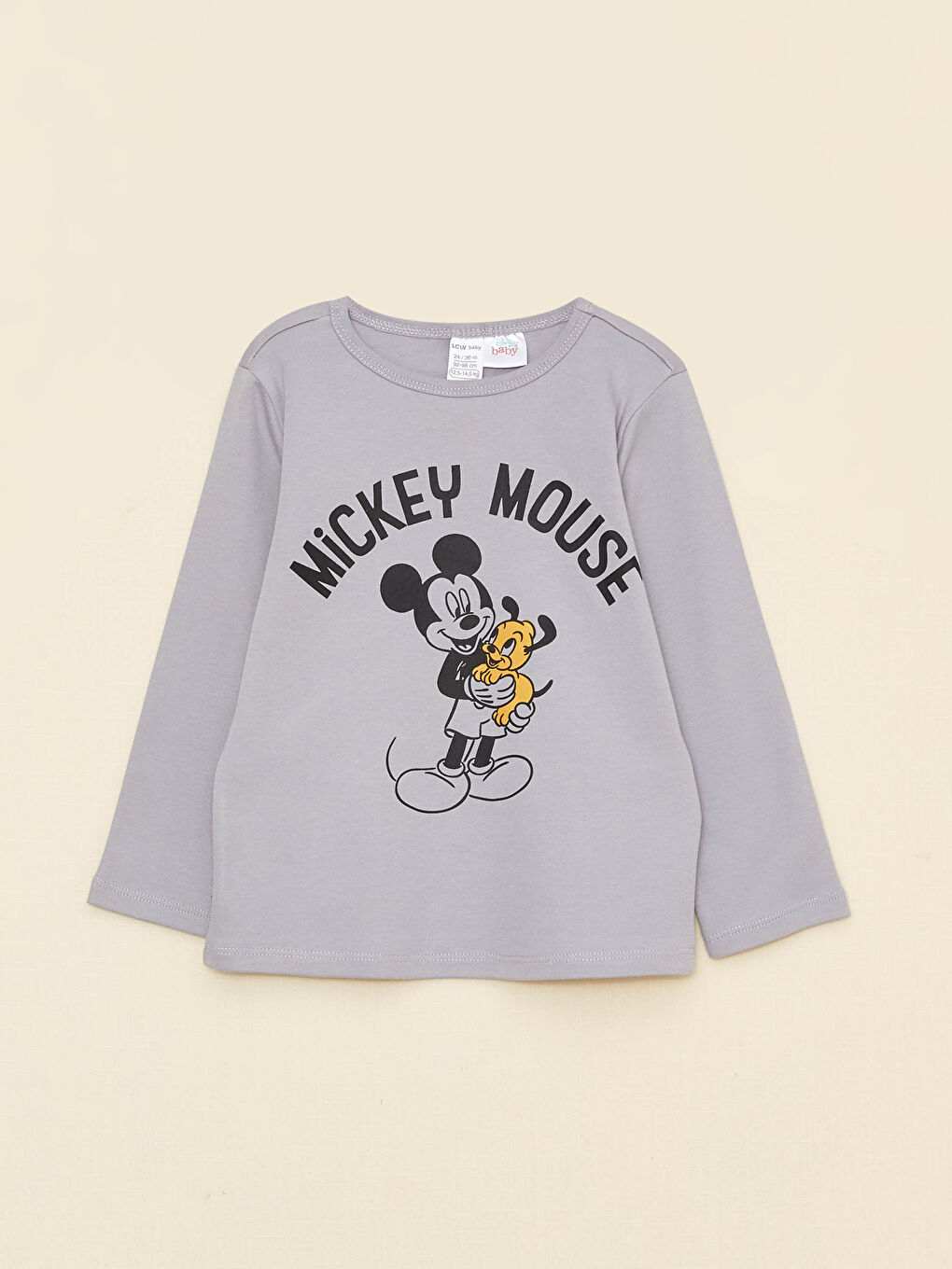 Crew Neck Long Sleeve Mickey Mouse Printed Baby Boy Pyjama Set-1
