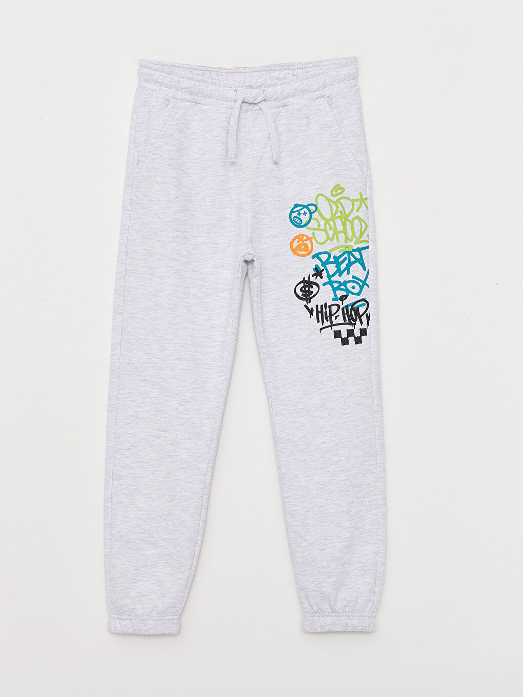 Gri Beli Lastikli Baskılı Erkek Çocuk Jogger Eşofman Altı
