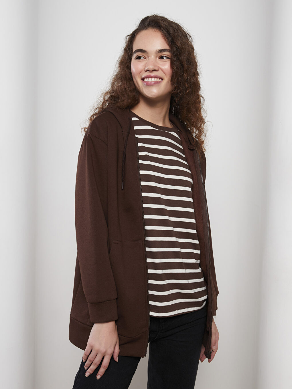 Hooded Oversize Women's Thick Zipper Sweatshirt