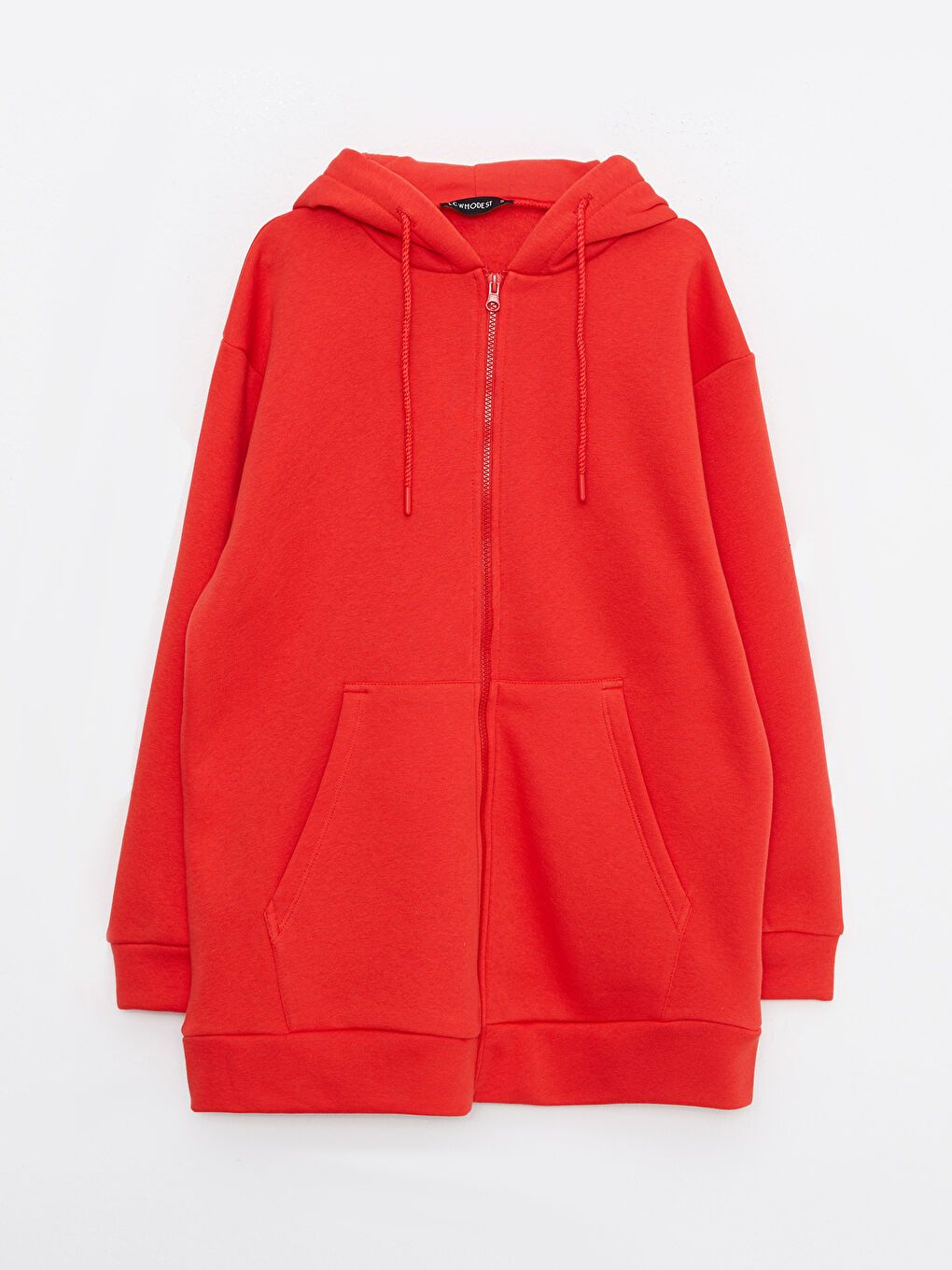 Turuncu Kapüşonlu Oversize Kadın Kalın Fermuarlı Sweatshirt-5