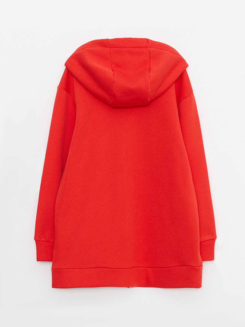 Turuncu Kapüşonlu Oversize Kadın Kalın Fermuarlı Sweatshirt-6