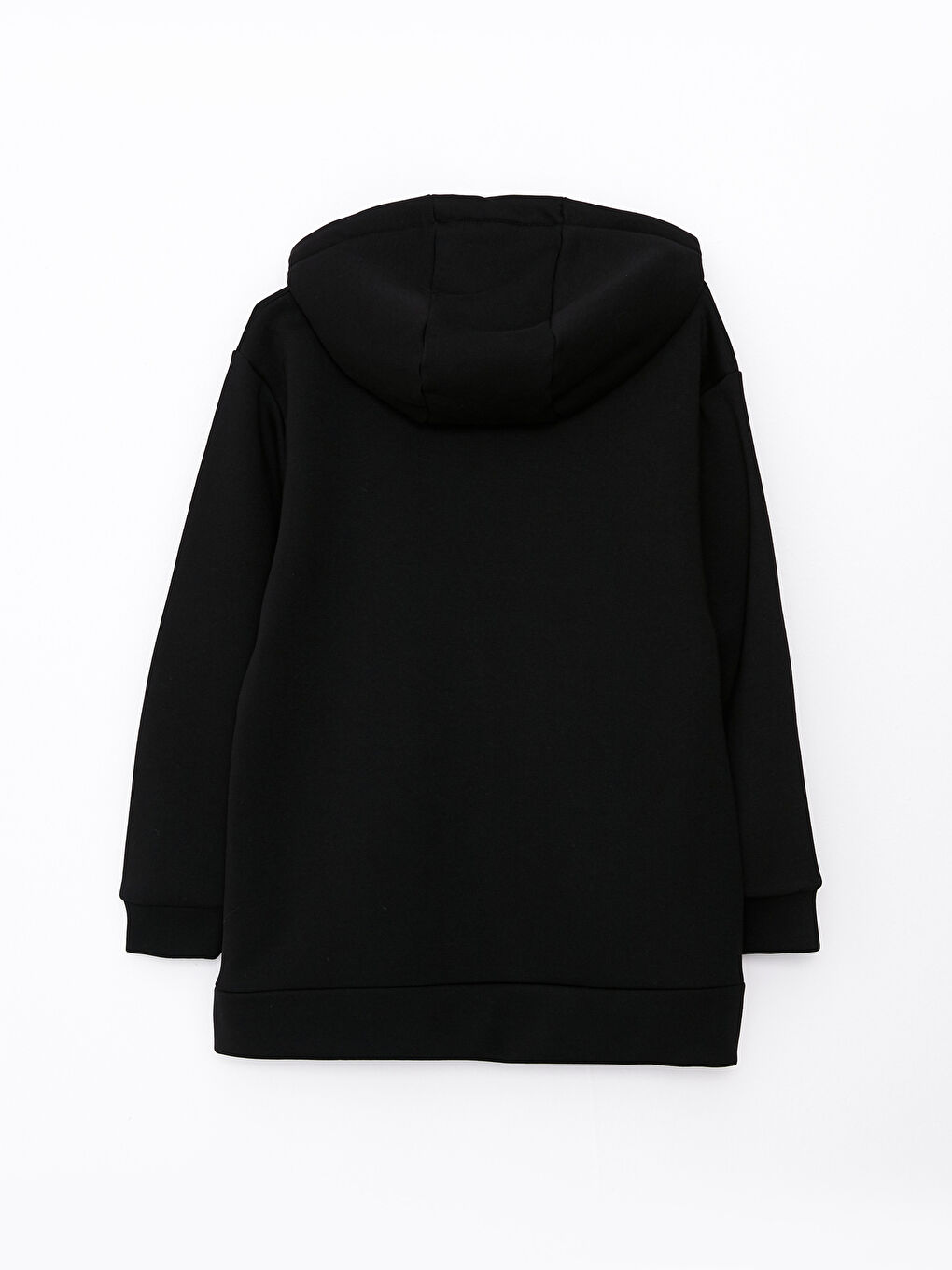 Siyah Kapüşonlu Oversize Kadın Kalın Fermuarlı Sweatshirt-6