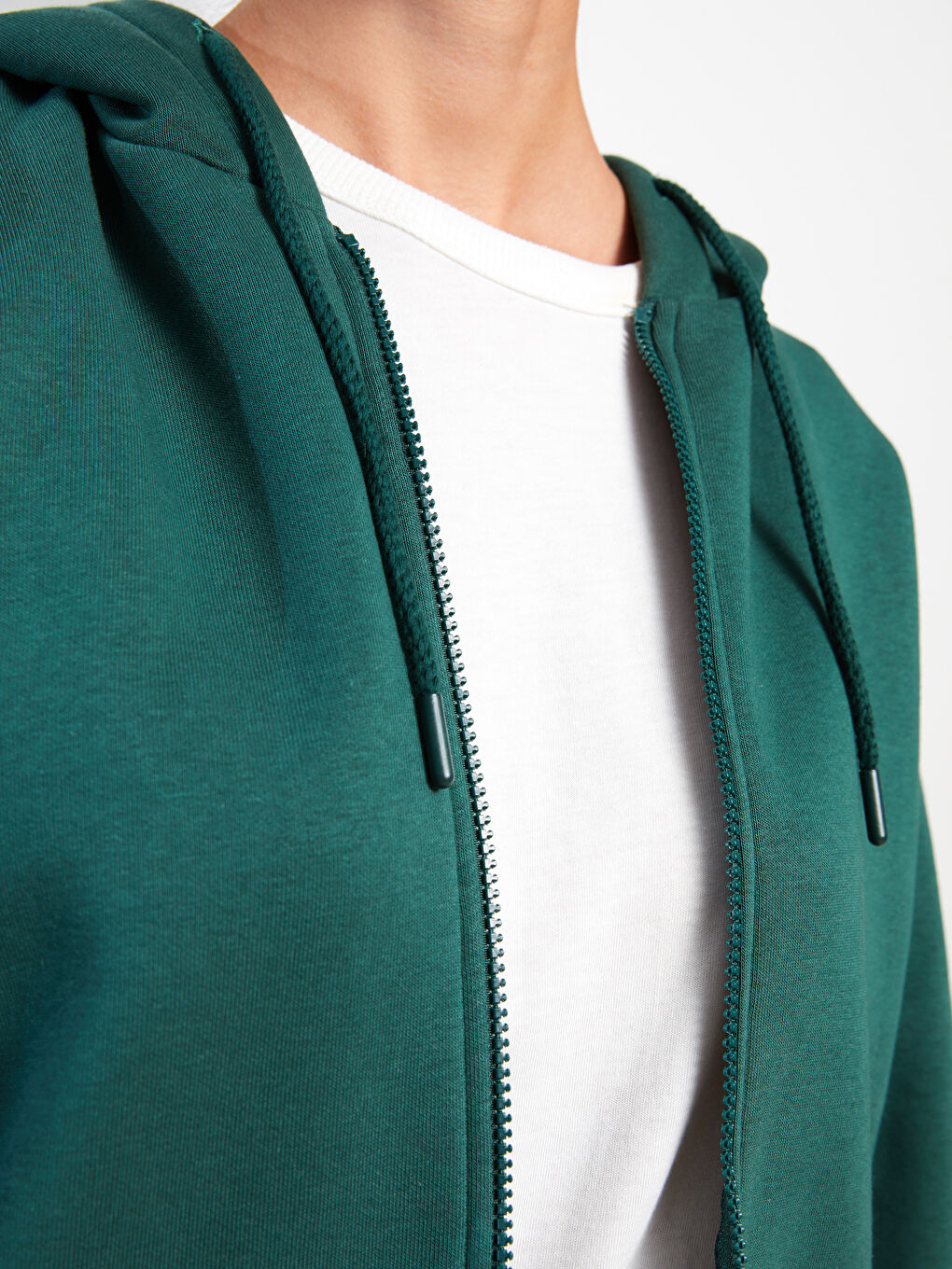 Yeşil Kapüşonlu Oversize Kadın Kalın Fermuarlı Sweatshirt-2