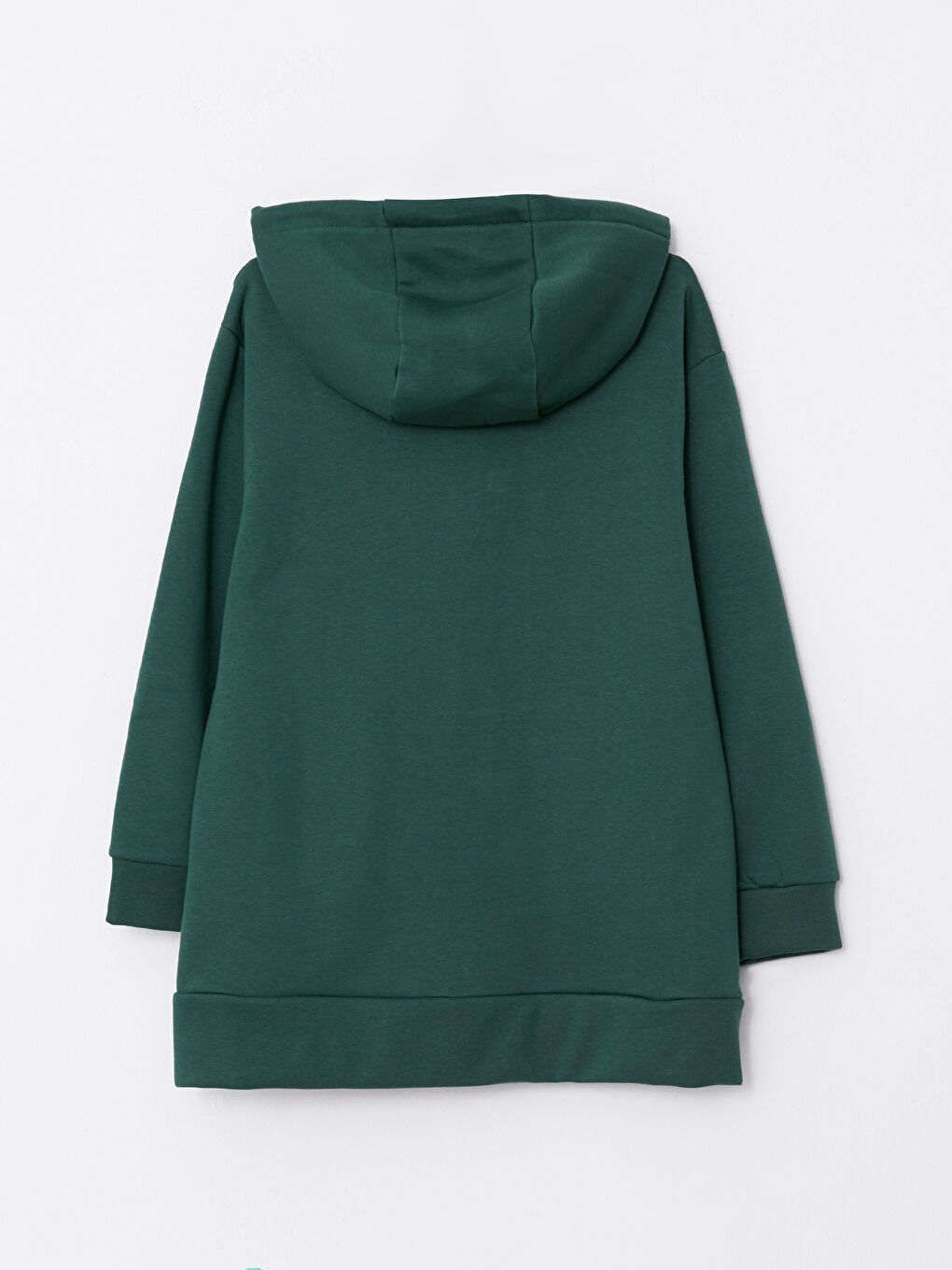 Yeşil Kapüşonlu Oversize Kadın Kalın Fermuarlı Sweatshirt-5