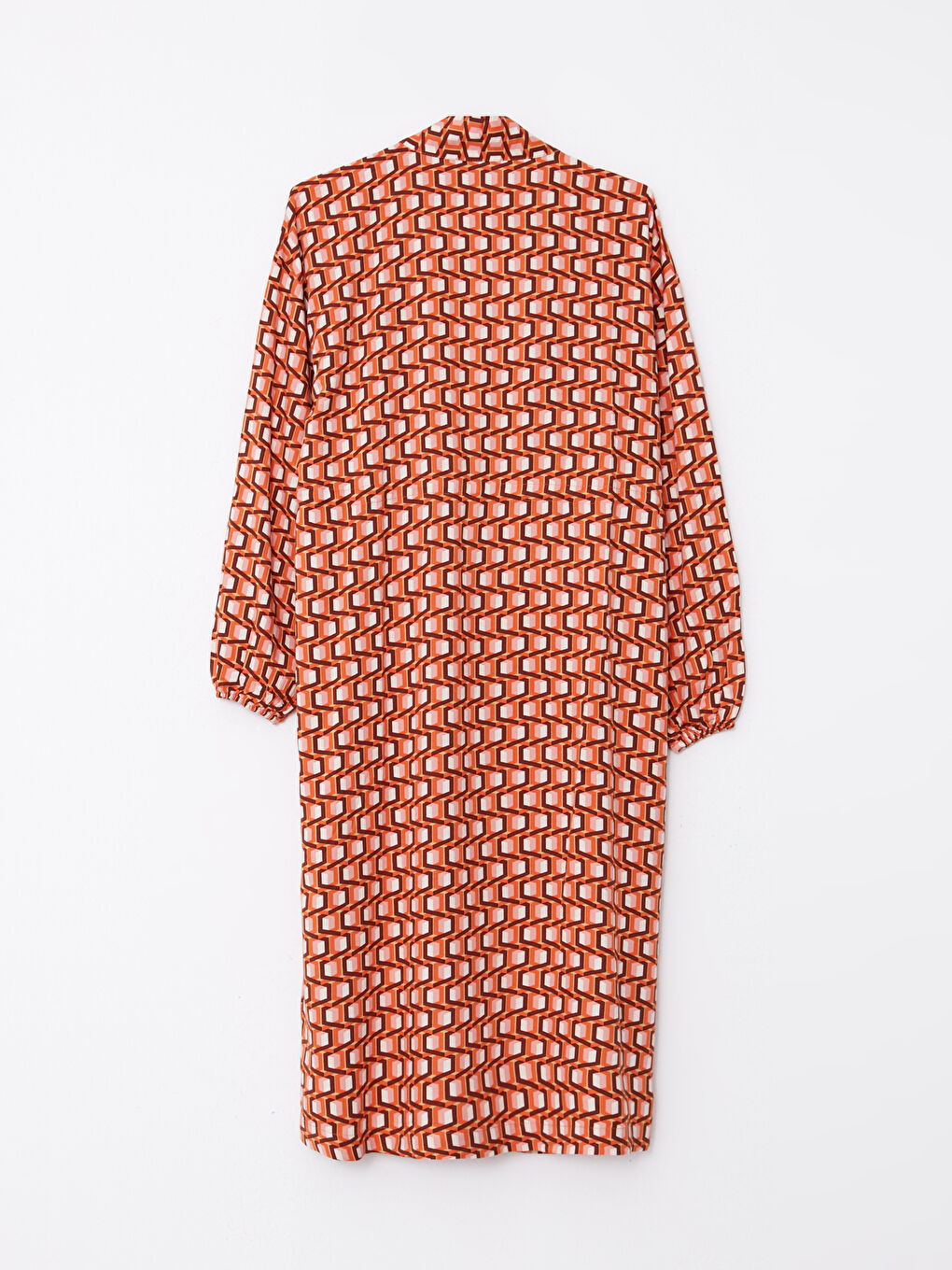 Turuncu Şal Yaka Desenli Uzun Kollu Kadın Kimono-11