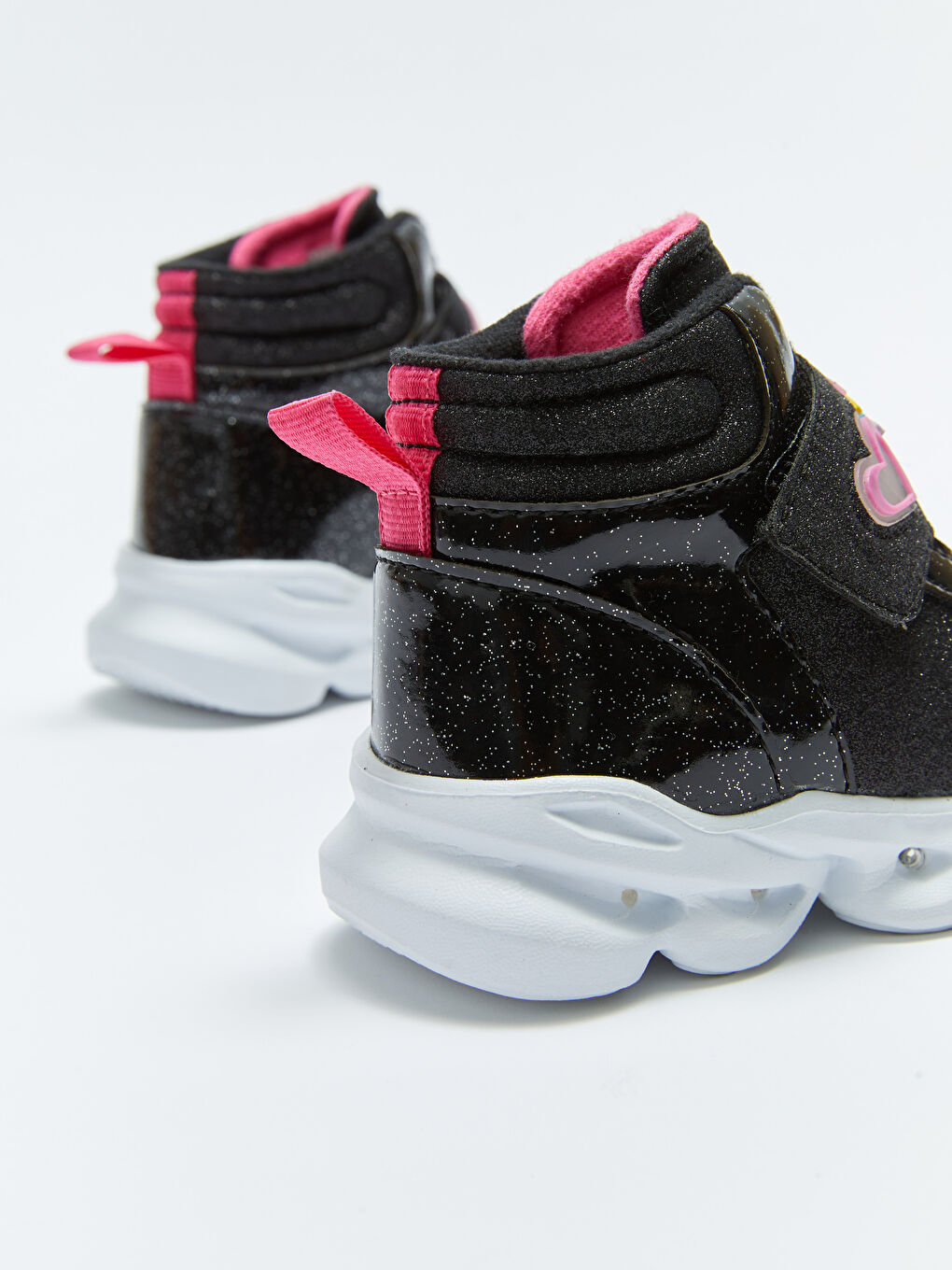 Siyah Baskılı Tabanı Işıklı Cırt Cırtlı Kız Bebek Bot-5