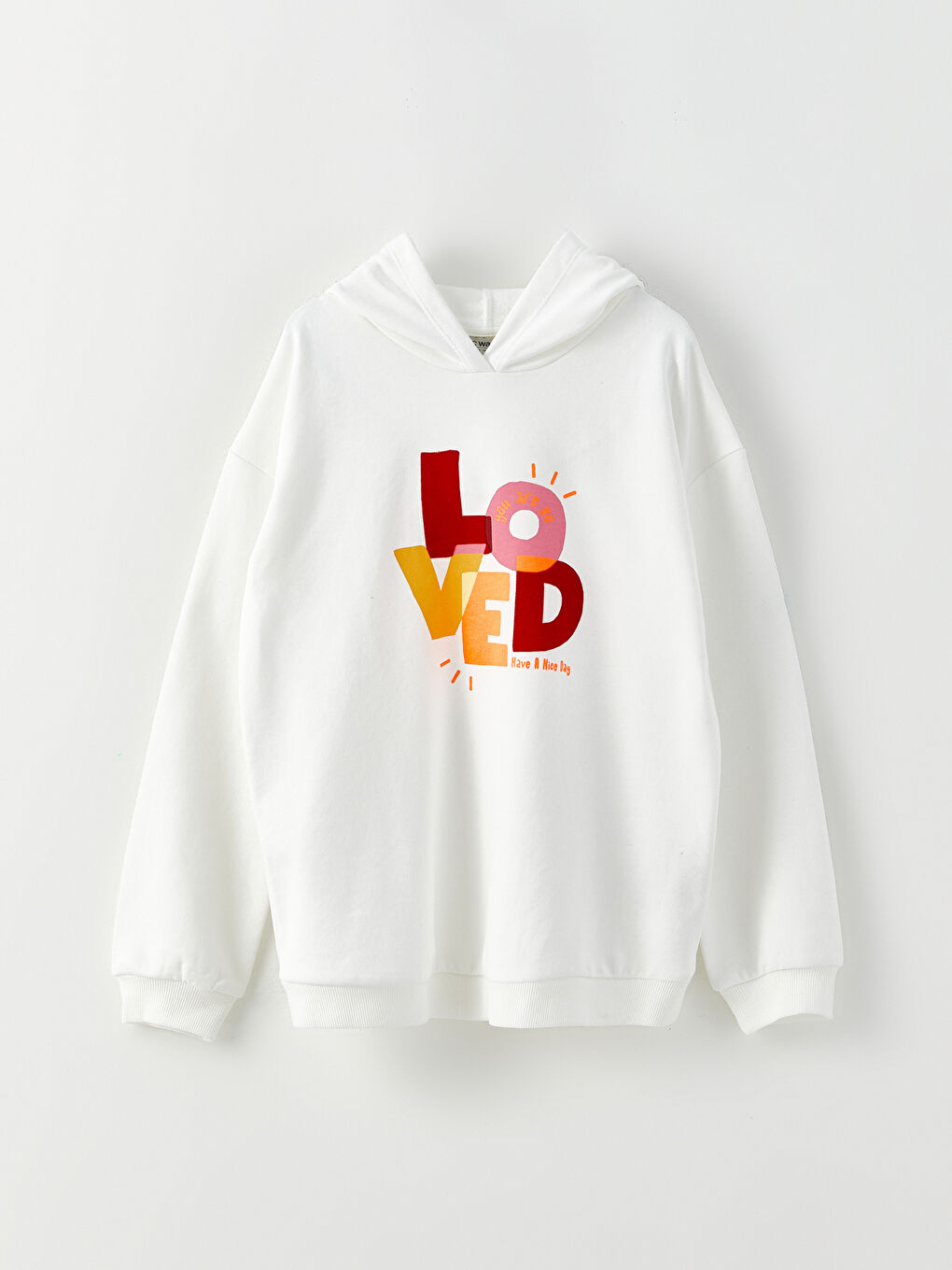 LCW Kids Kırmızı Kapüşonlu Baskılı Uzun Kollu Kız Çocuk Sweatshirt ve Eşofman Altı - 1