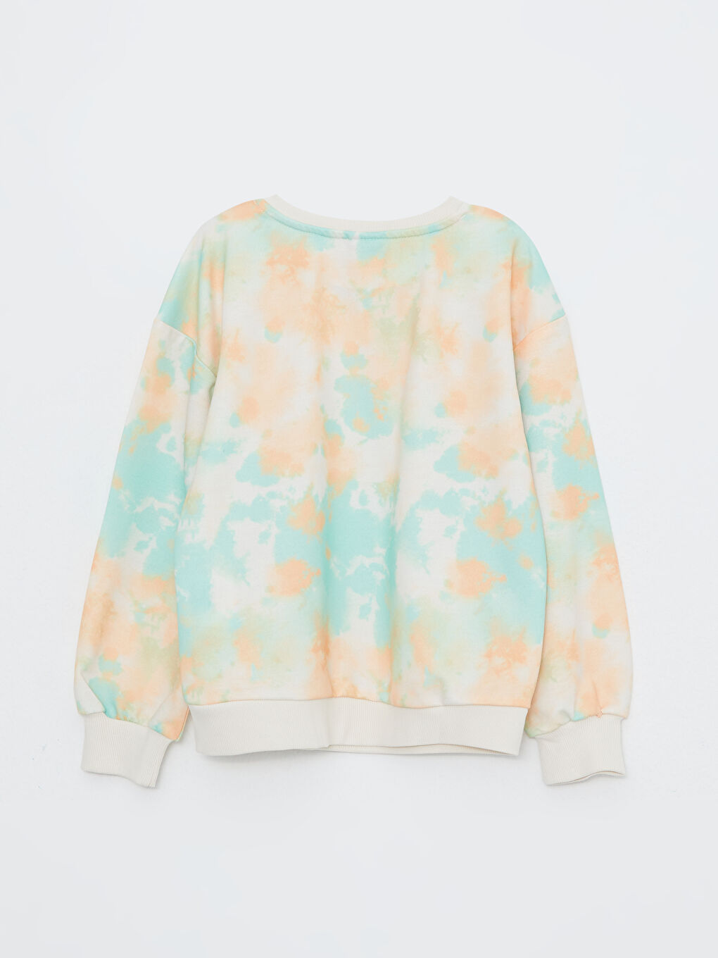 Karışık Bisiklet Yaka Batik Desenli Uzun Kollu Kız Çocuk Sweatshirt-1