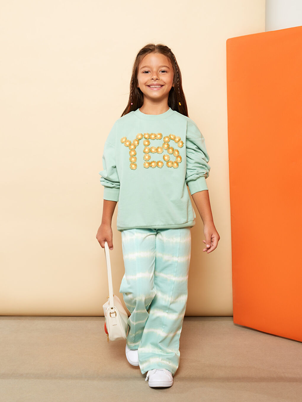 Свитшот с круглым вырезом, с принтом, с длинным рукавом, для девочек