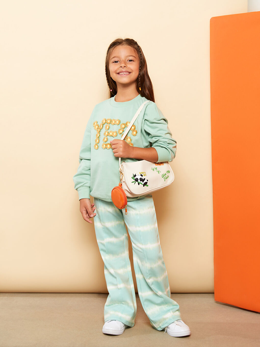 Свитшот с круглым вырезом, с принтом, с длинным рукавом, для девочек-1