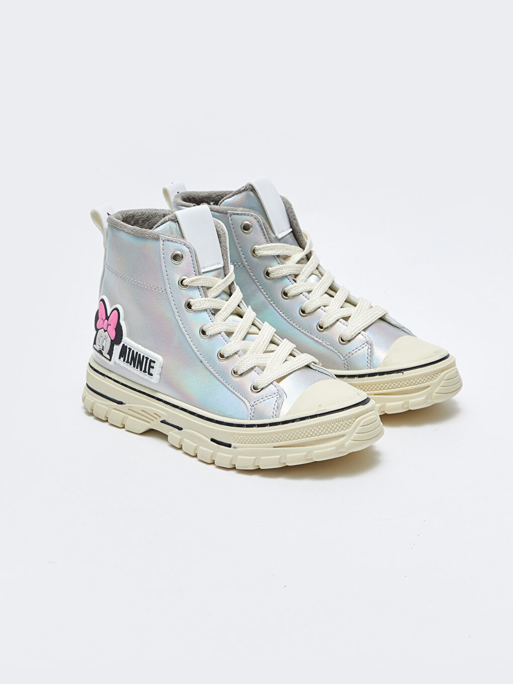 Gri Minnie Mouse Lisanslı Bağcık ve Fermuarlı Kız Çocuk Bot