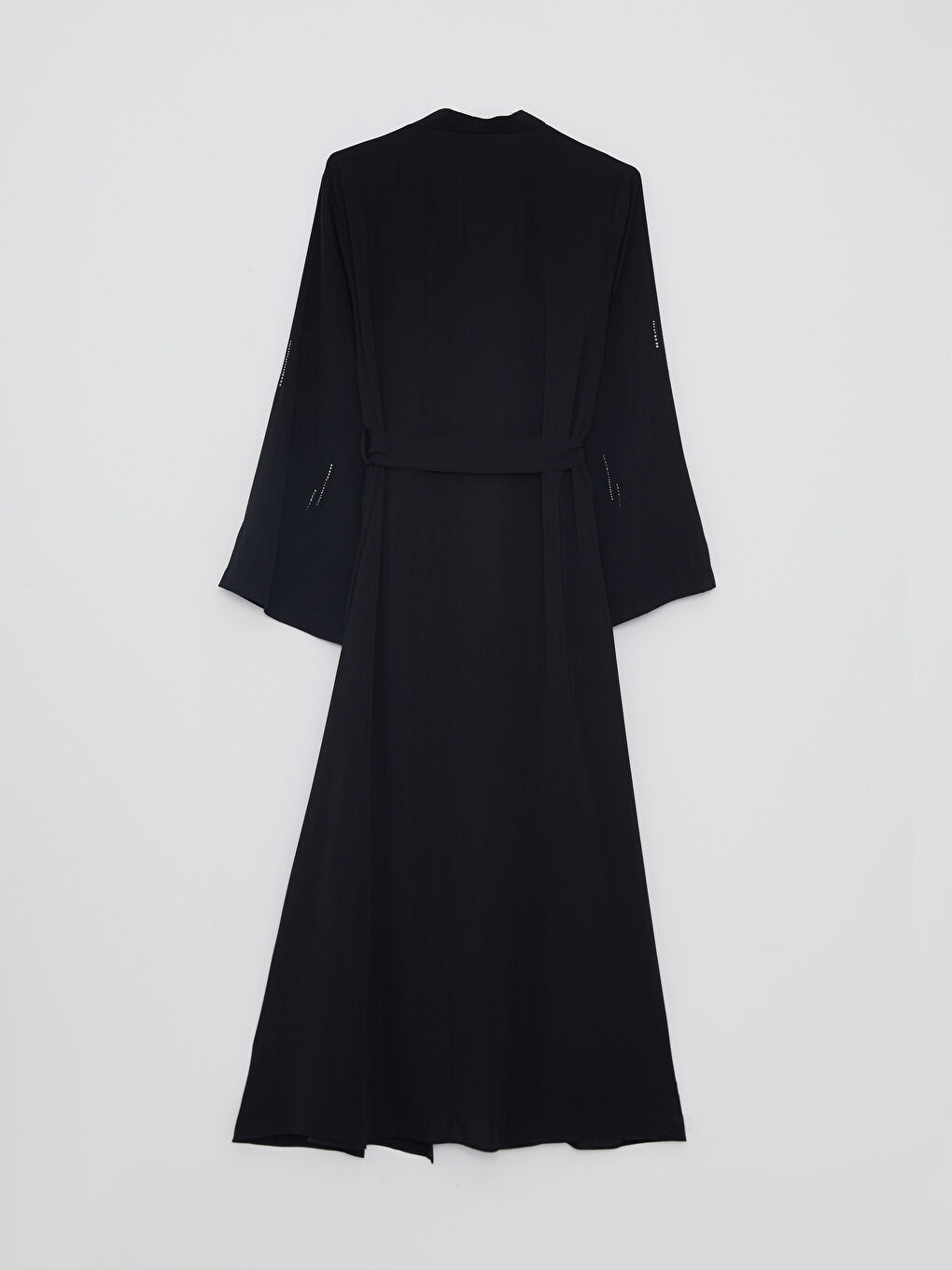 Siyah Şal Yaka Taşlı Uzun Kollu Kadın Kimono-6