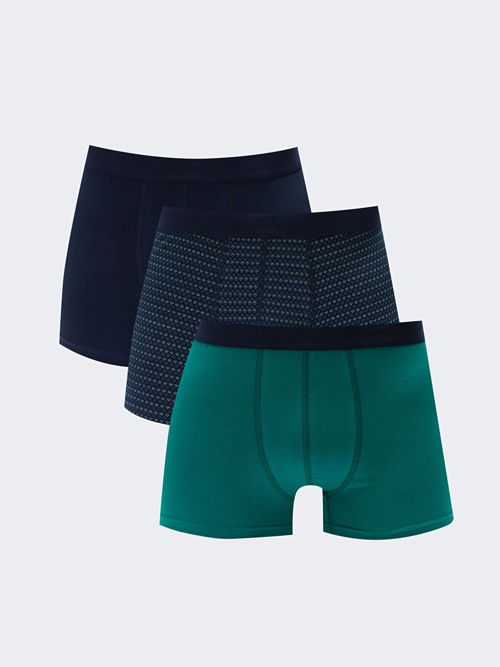Lacivert Standart Kalıp Pamuklu Esnek Erkek Boxer 3'lü