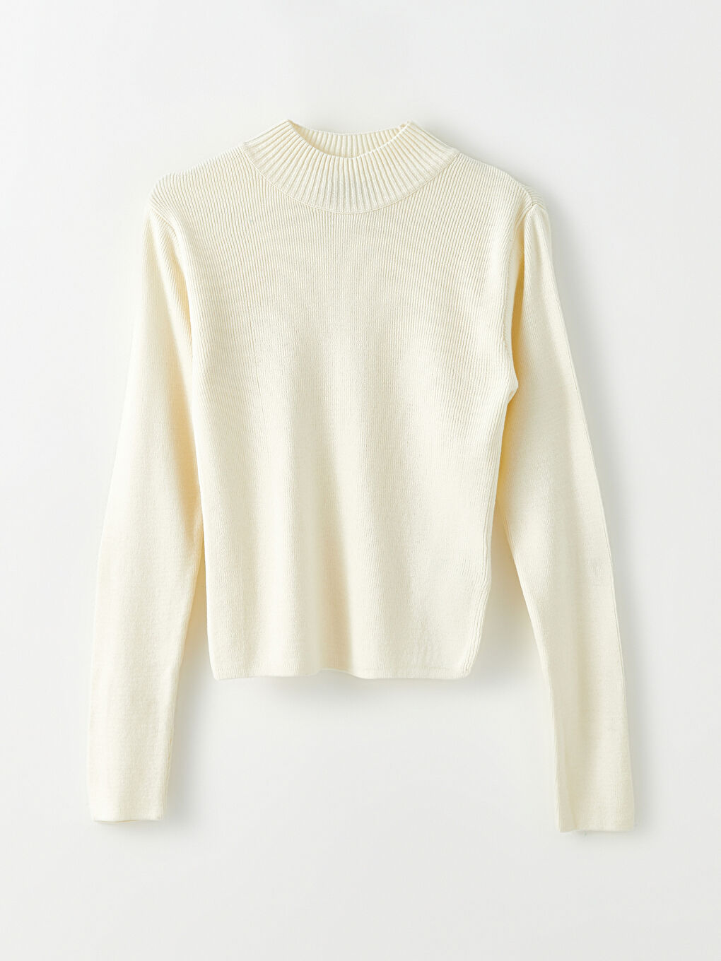 Ekru Yarım Balıkçı Yaka Kadın Triko Kazak-6