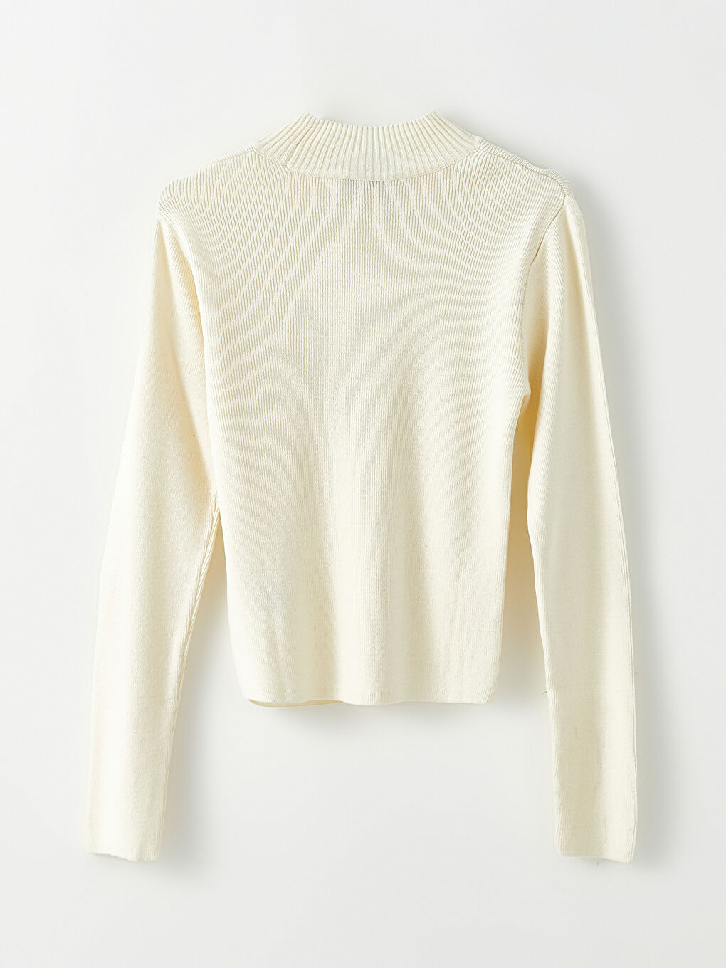 Ekru Yarım Balıkçı Yaka Kadın Triko Kazak-7