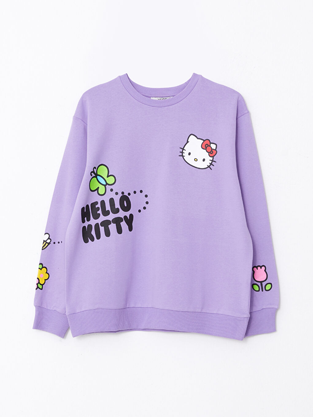 XSIDE Lila Bisiklet Yaka Hello Kitty Baskılı Uzun Kollu Kadın Sweatshirt - 5