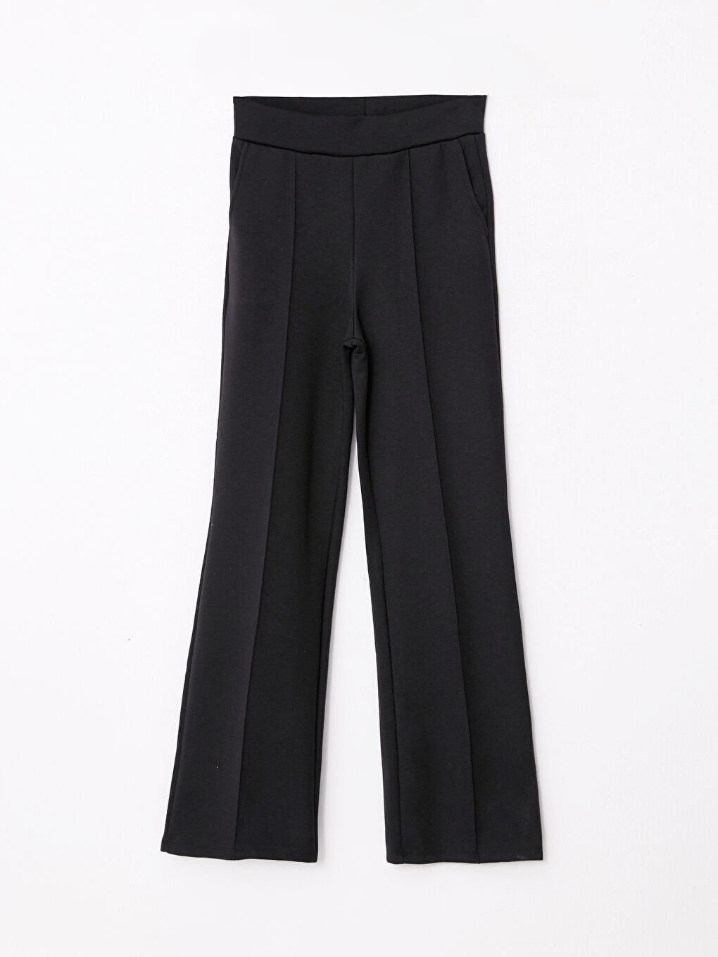 Siyah Yüksek Bel Standart Fit Düz Cep Detaylı Kadın Pantolon-4