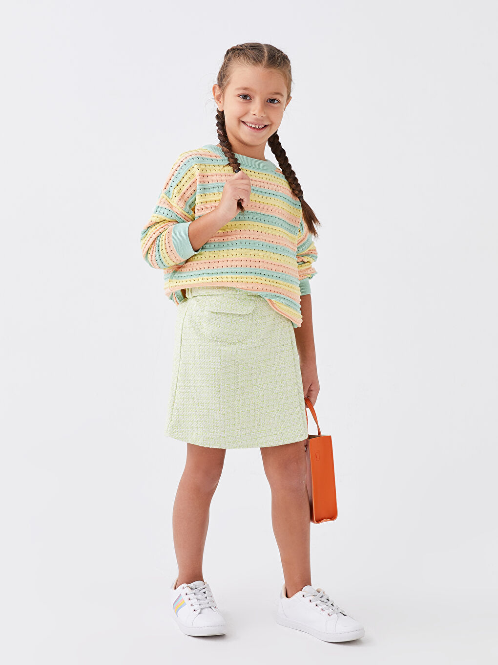 LCW Kids Elastic Waist Patterned Girl Skirt -W2EP71Z4-LME