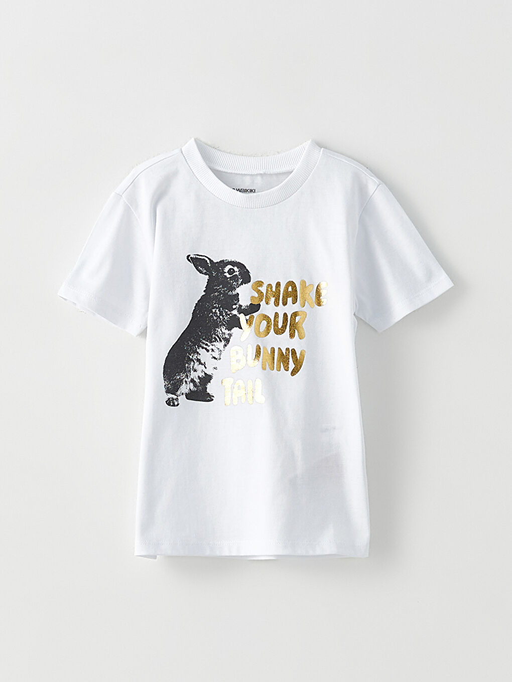 Beyaz Bisiklet Yaka Kısa Kollu Baskılı Erkek Bebek Tişört