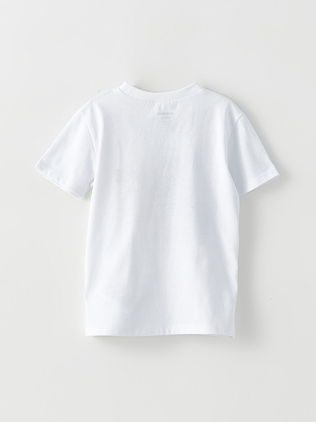 Beyaz Bisiklet Yaka Kısa Kollu Baskılı Erkek Bebek Tişört-1