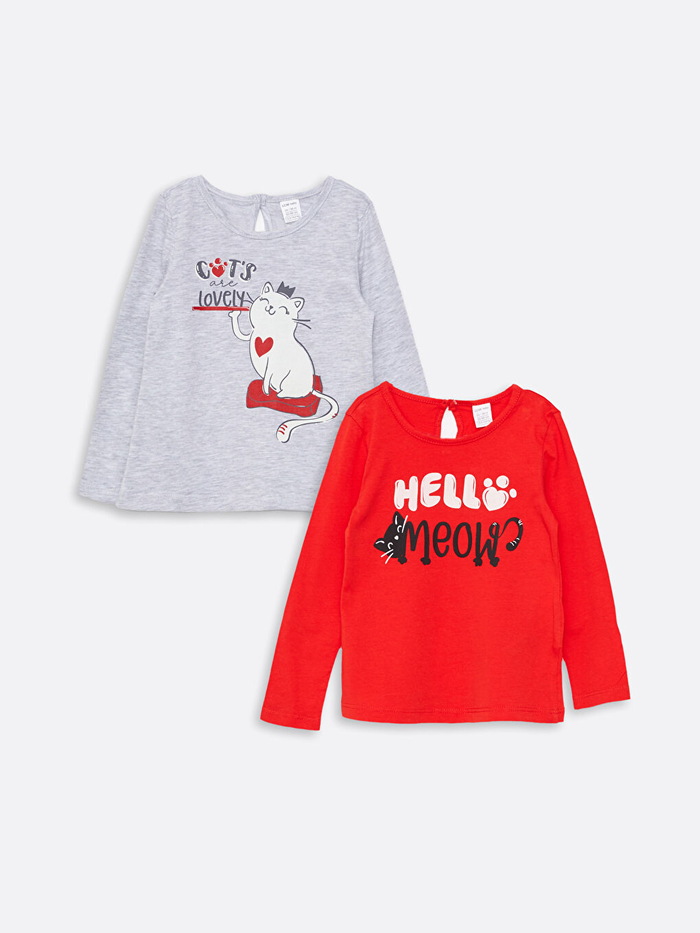 Crew Neck Long Sleeve Printed Baby Girls T-Shirt 2 Pack