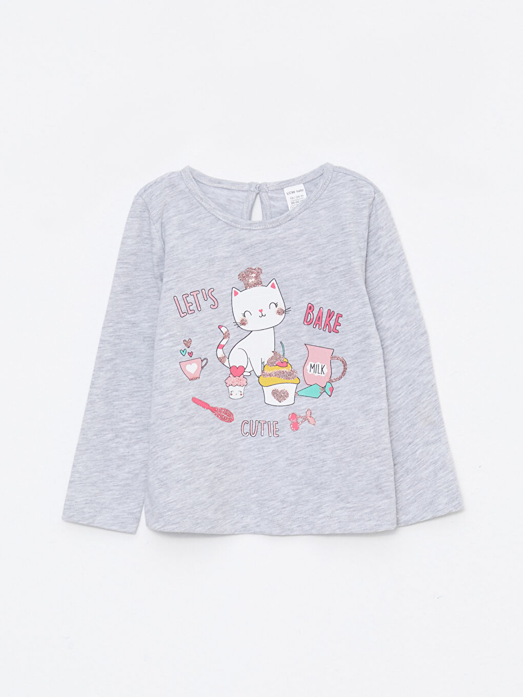 LCW ECO Crew Neck Long Sleeve Printed Baby Girls T-Shirt 2 Pack -W2EQ03Z1-DMQ