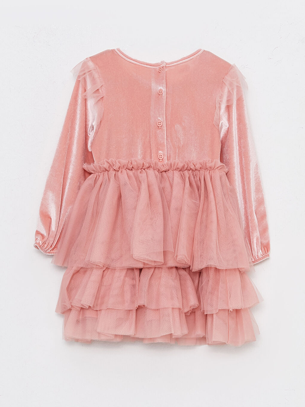 Crew Neck Long Sleeve Velvet Baby Girl Dress and Tiara 2-Pack Set-1